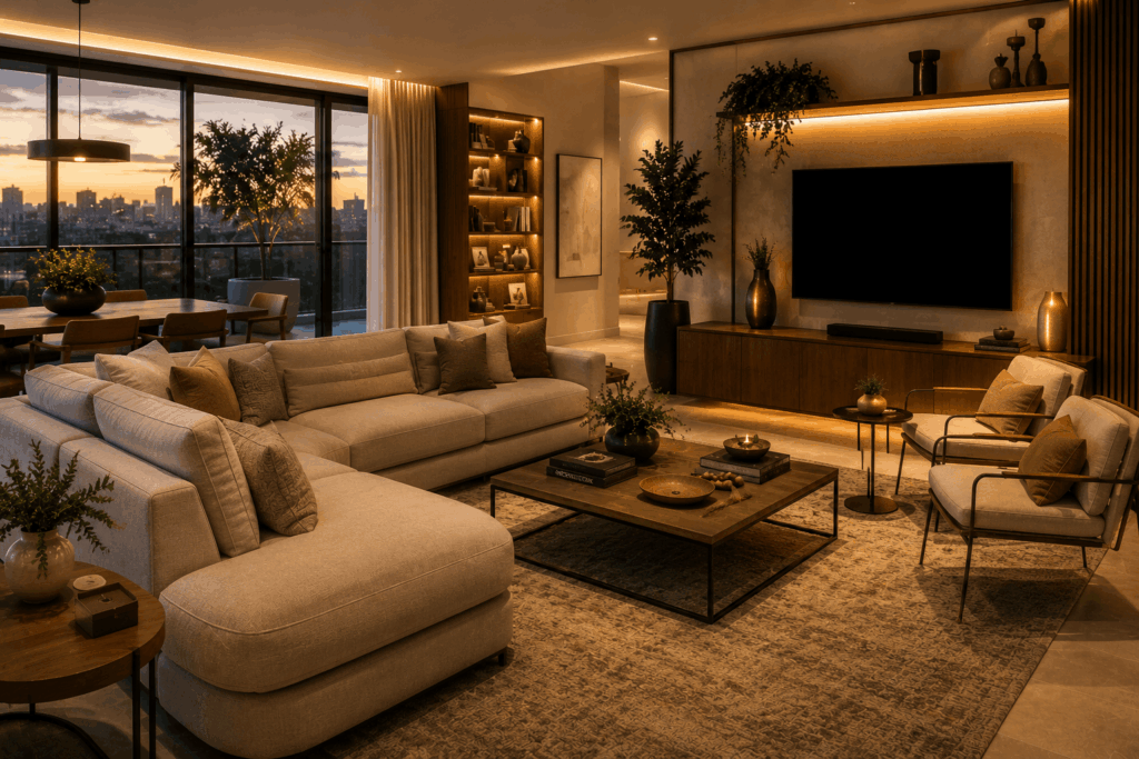Como montar uma sala elegante e confortável